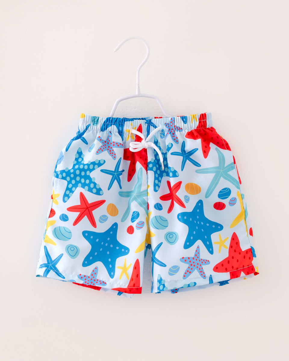 Babyhug Swimming Trunk with Sea Life Theme Print - Blue