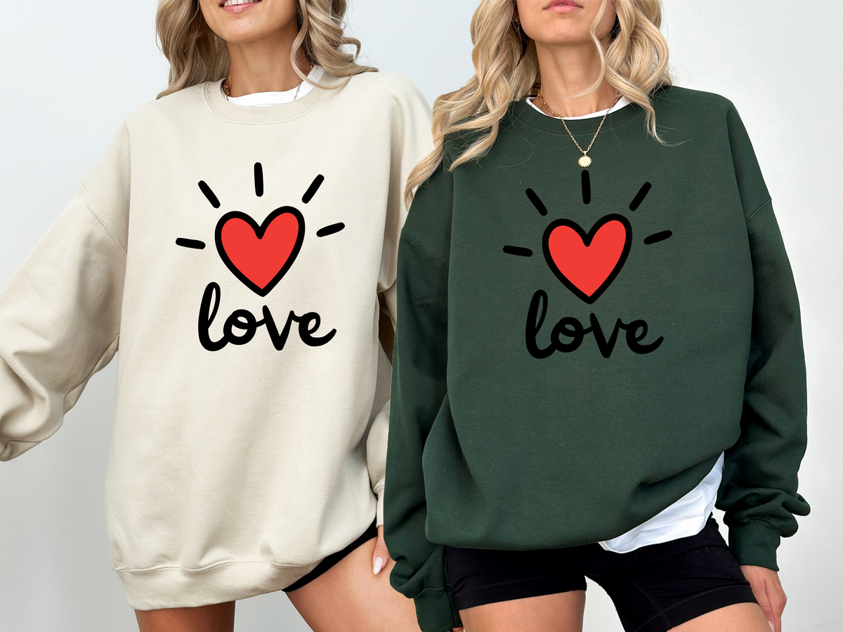 Love Heart Crewneck Sweatshirt - Red Heart 