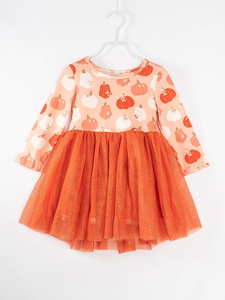 Orange Pumpkin Girl Tutu Dress-girl boutique clothing wholesale