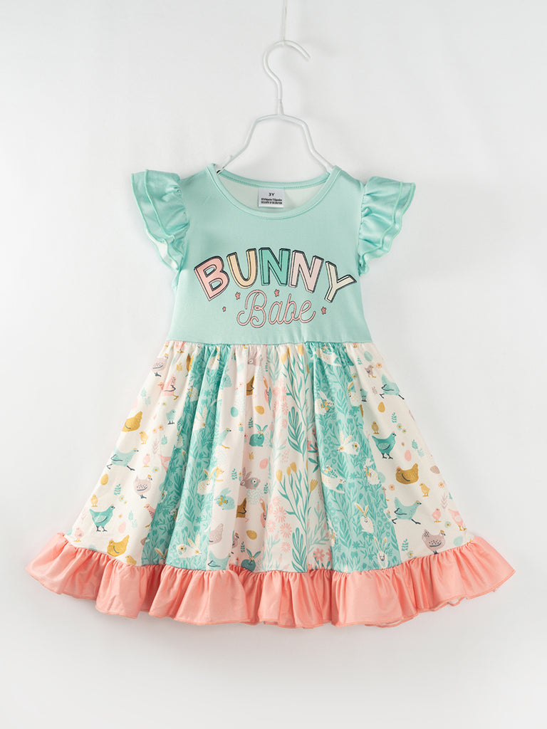 Easter Bunny Babe Ruffle Girl Twirl Dress