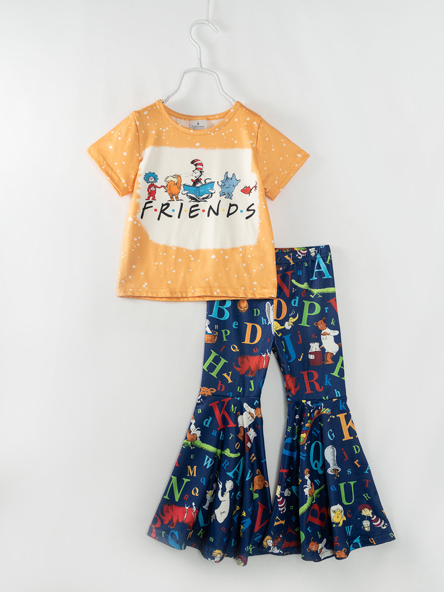 Dr. Seuss Blue Alphabet Girl Bell Bottom Outfit
