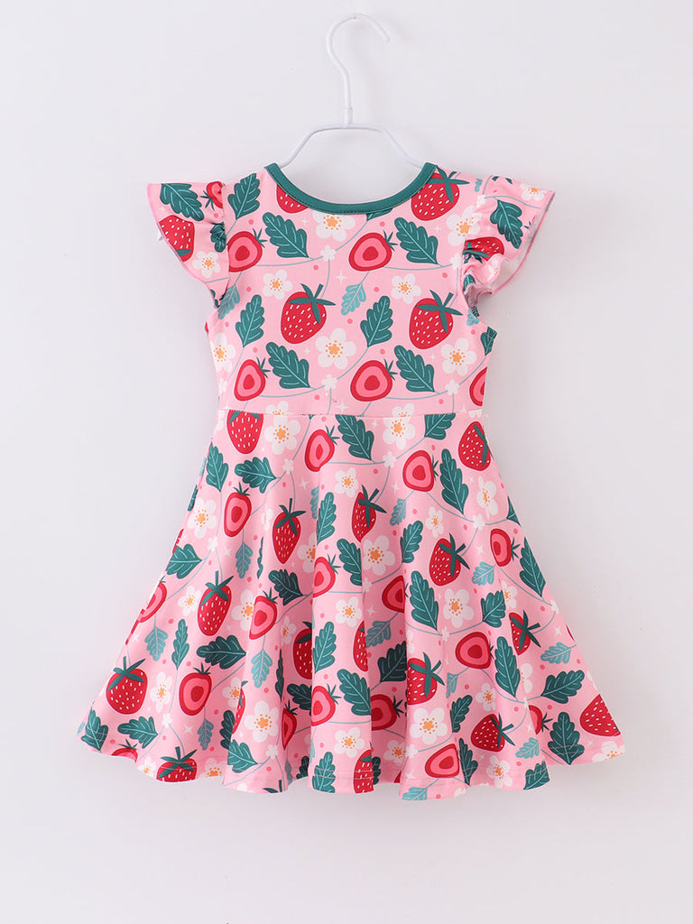 Online Children's Boutique Clothing Store Hayward, Alameda, Ca - Pink Strawberry Ruffle Girl Dress