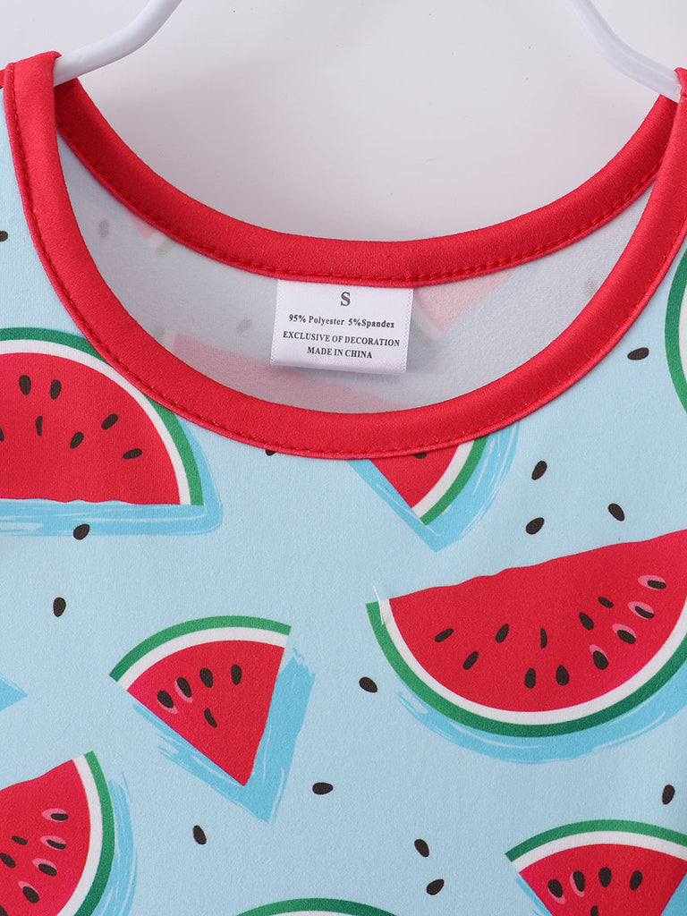Online Children's Boutique Clothing Store Hayward, Alameda, Ca - Light Blue Watermelon Ruffle Girl Dress