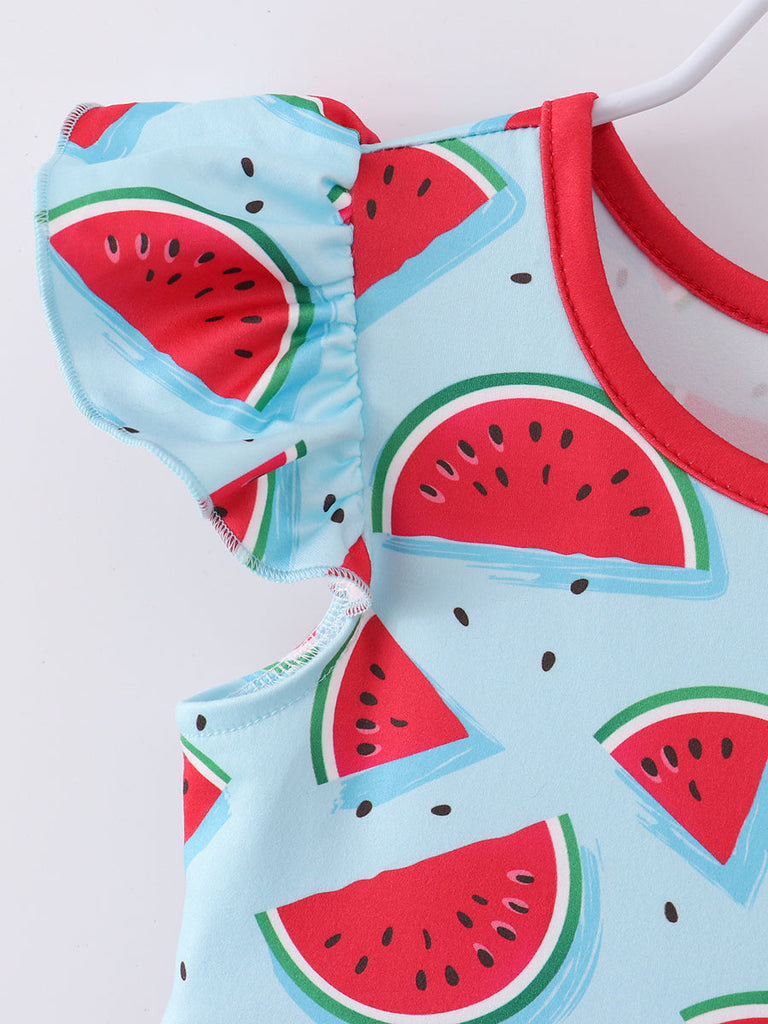 Online Children's Boutique Clothing Store Hayward, Alameda, Ca - Light Blue Watermelon Ruffle Girl Dress