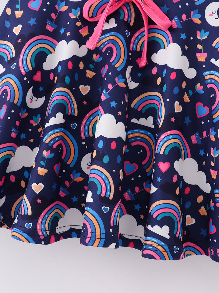 Rainbow Cloud Ruffle Girl Dress