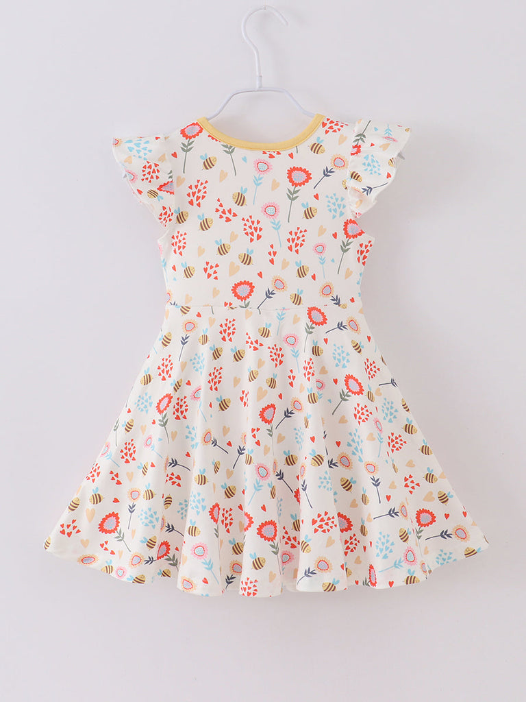Online Children's Boutique Clothing Store Hayward, Alameda, Ca - Floral Bee Ruffle Girl Dress