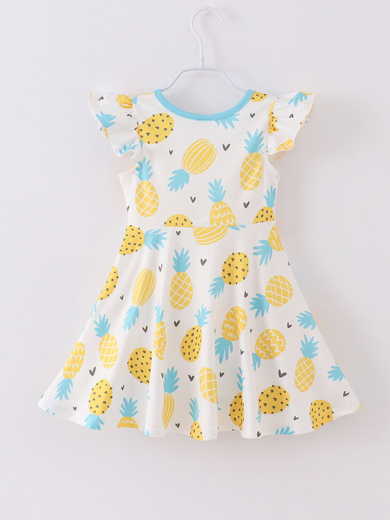 Yellow Pineapple Ruffle Girl Dress