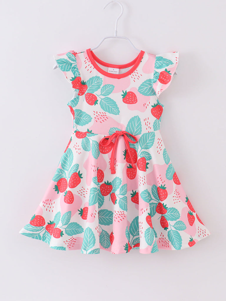 Online Children's Boutique Clothing Store Hayward, Alameda, Ca - Pink Strawberry Ruffle Girl Dress