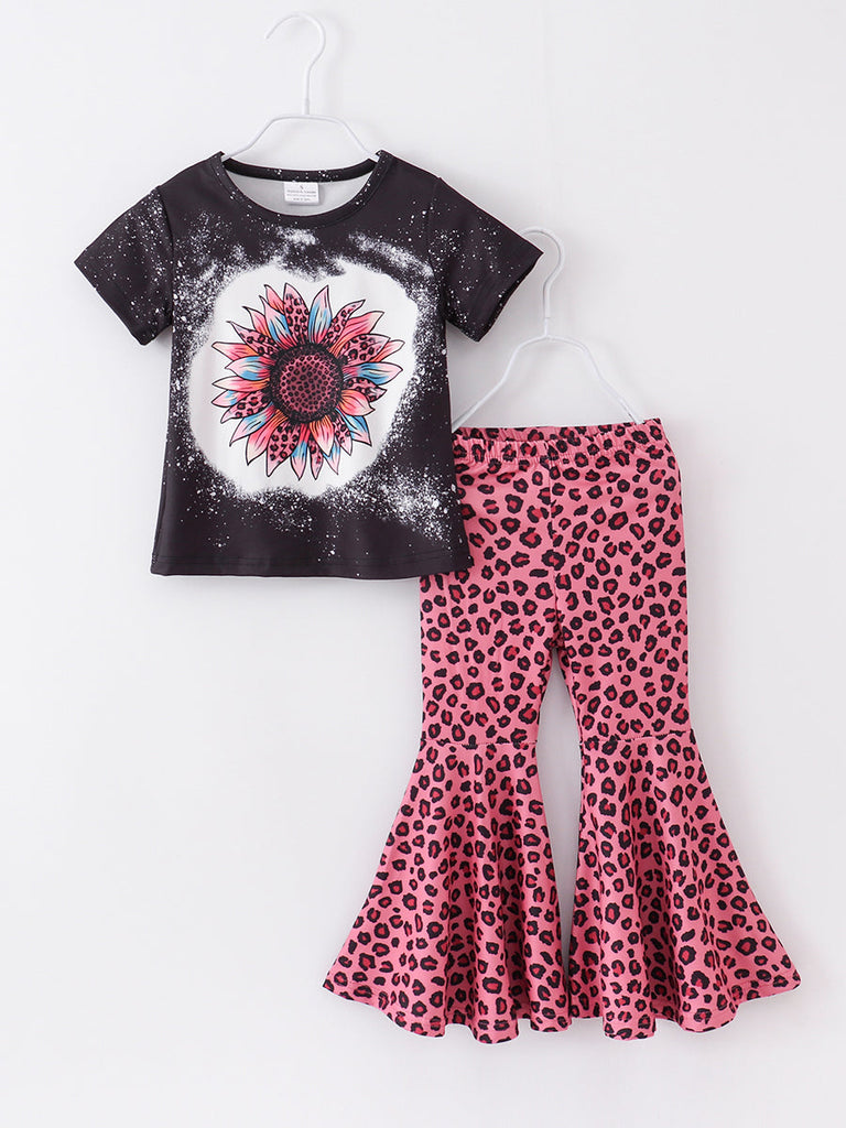 Online Children's Boutique Clothing Store Hayward, Alameda, Ca - Leopard Sunflower Girl Bell Outfit