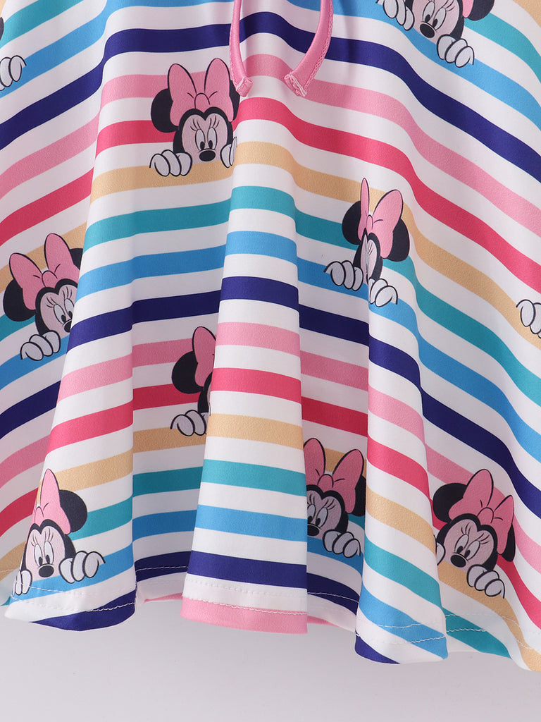 Online Children's Boutique Clothing Store Hayward, Alameda, Ca - Colorful Stripe Minnie Ruffle Girl Dress