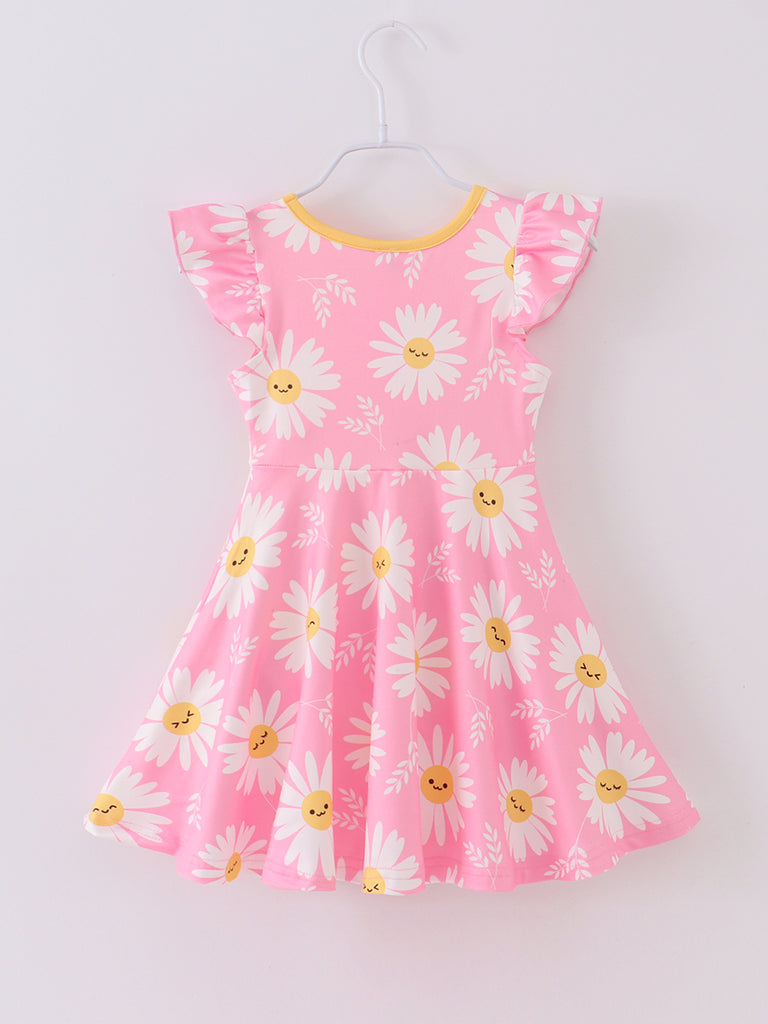 Online Children's Boutique Clothing Store Hayward, Alameda, Ca - Pink Daisy Ruffle Girl Dress