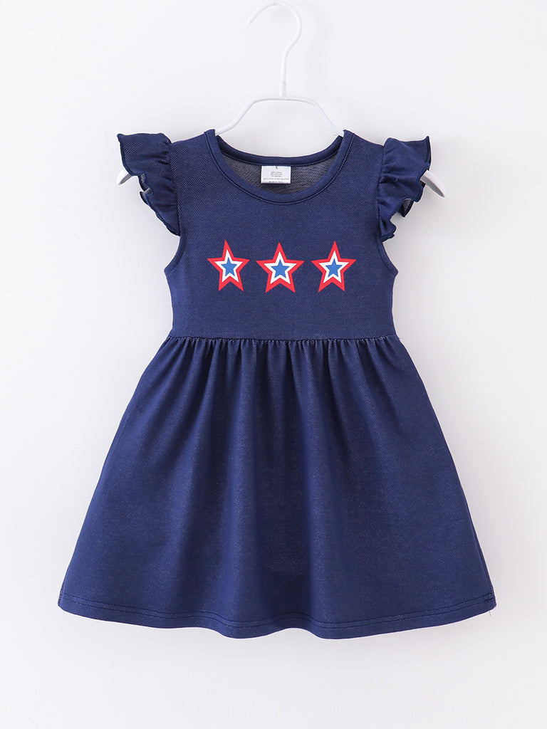 4TH OF JULY Star Ruffle Girl Dress- Online Children's Boutique Clothing Store , Alameda, Ca