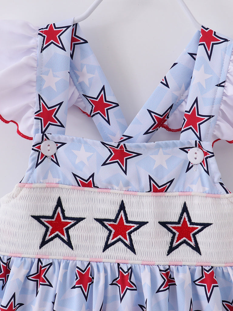 Online Children's Boutique Clothing Store Hayward, Alameda, Ca - 4TH OF JULY Star Ruffle Girl Smocked Dress