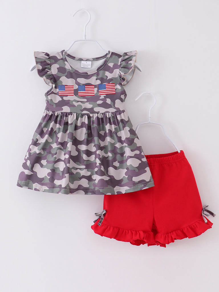 Online Children's Boutique Clothing Store Hayward, Alameda, Ca - American Flag Ruffle Girl Short Set