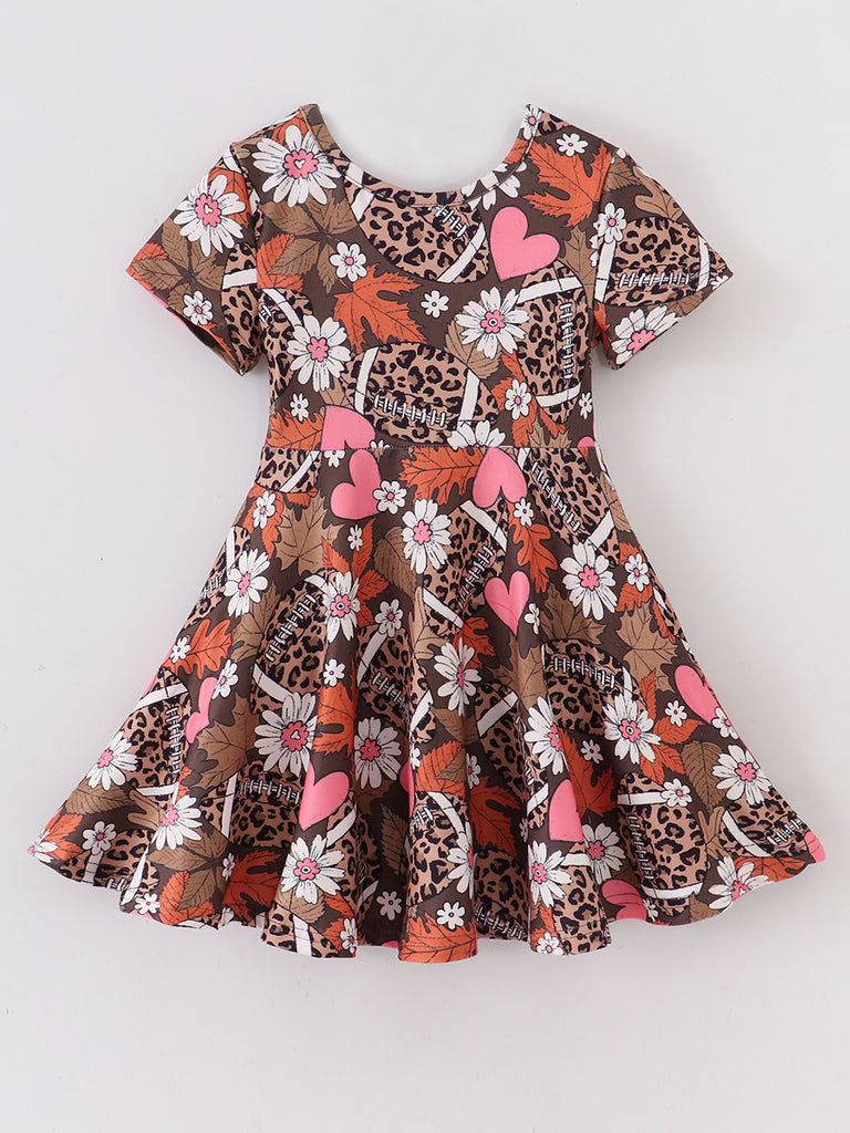 Online Children's Boutique Clothing Store Hayward, Alameda, Ca - Pink Heart Football Girl Twirl Dress