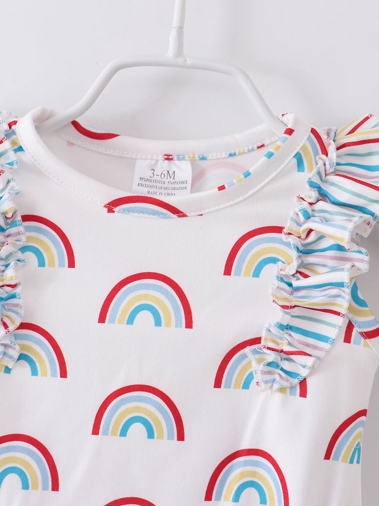 Rainbows & Stripe Ruffles Romper