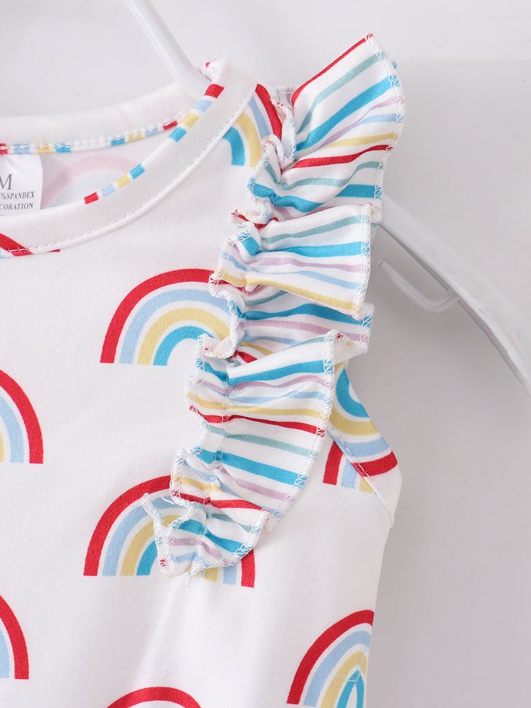 Rainbows & Stripe Ruffles Romper