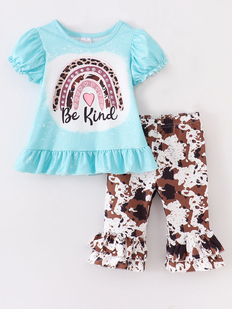 Rainbow Animal Print Ruffle Short Bottom Set