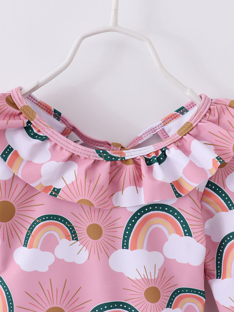 Online Children's Boutique Clothing Store Hayward, Alameda, Ca - Pink Rainbow Ruffle Girl Swimsuit