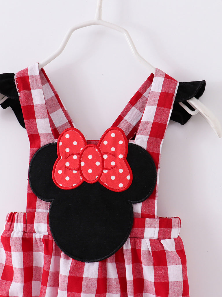 Red Plaid Minnie Mouse Baby Girl Romper