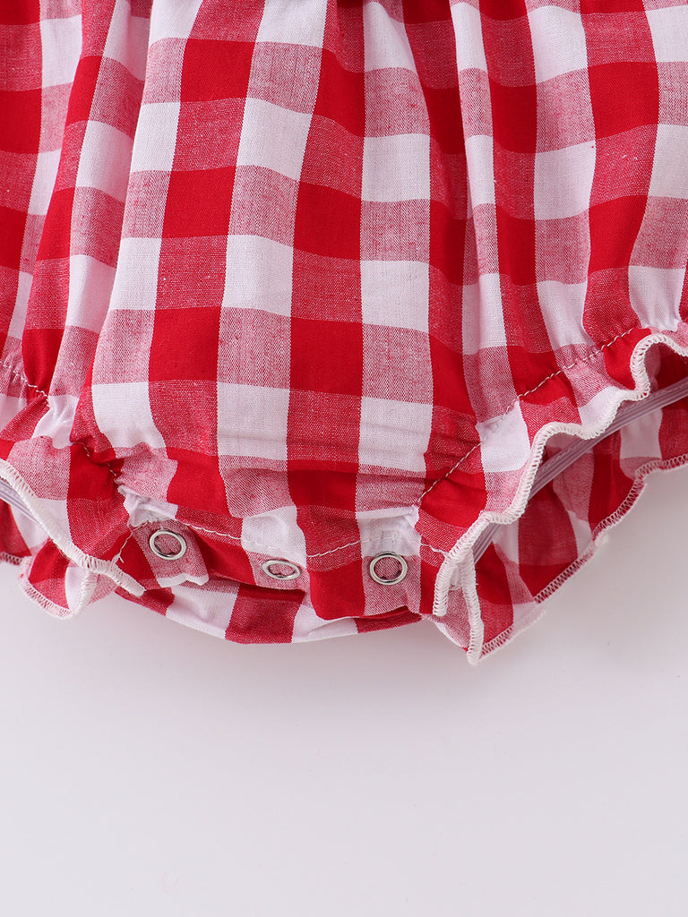Red Plaid Minnie Mouse Baby Girl Romper