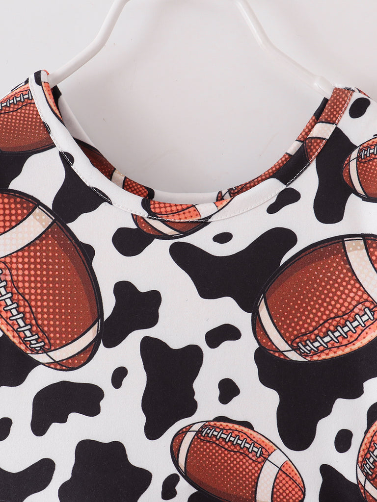 Online Children's Boutique Clothing Store Hayward, Alameda, Ca - Cow Print Football Girl Twirl Dress