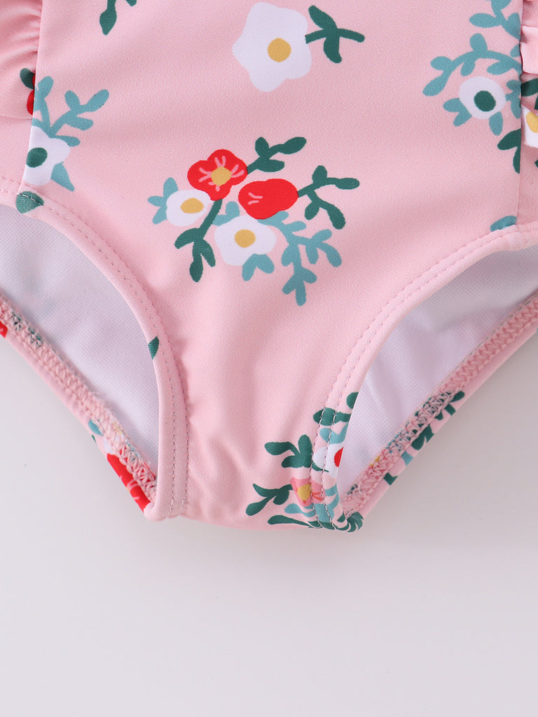 Online Children's Boutique Clothing Store Hayward, Alameda, Ca - Pink Flower Ruffle Girl Swimsuit