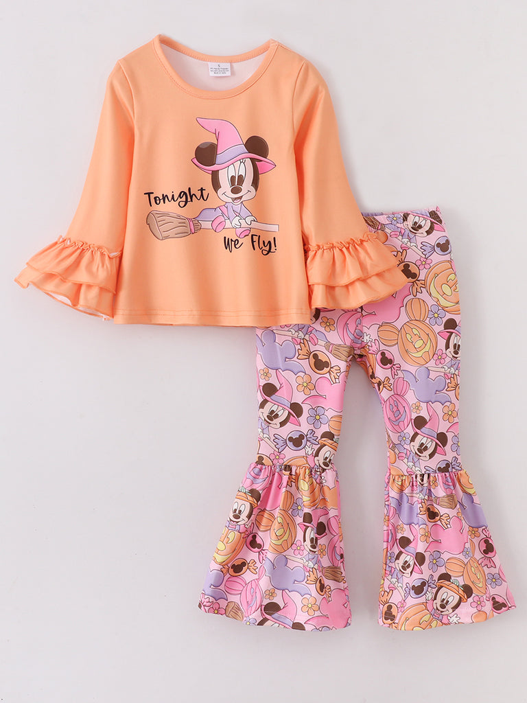 Online Children's Boutique Clothing Store Hayward, Alameda, Ca - Mickey Mouse Pumpkin Girl Bell Bottom Set