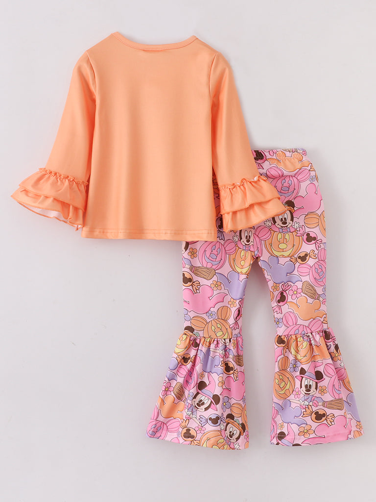 Online Children's Boutique Clothing Store Hayward, Alameda, Ca - Mickey Mouse Pumpkin Girl Bell Bottom Set