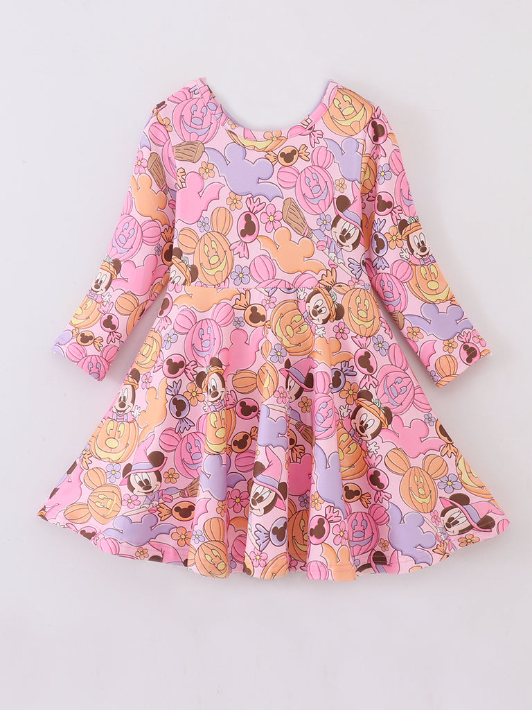 Online Children's Boutique Clothing Store Hayward, Alameda, Ca - Mickey Mouse Pumpkin Girl Twirl Dress