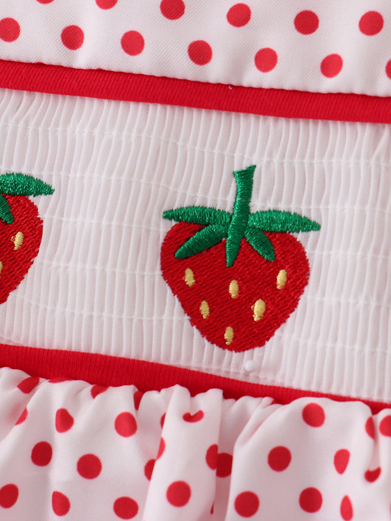 Online Children's Boutique Clothing Store Hayward, Alameda, Ca - Pink Strawberry Smocked Girl Short Set
