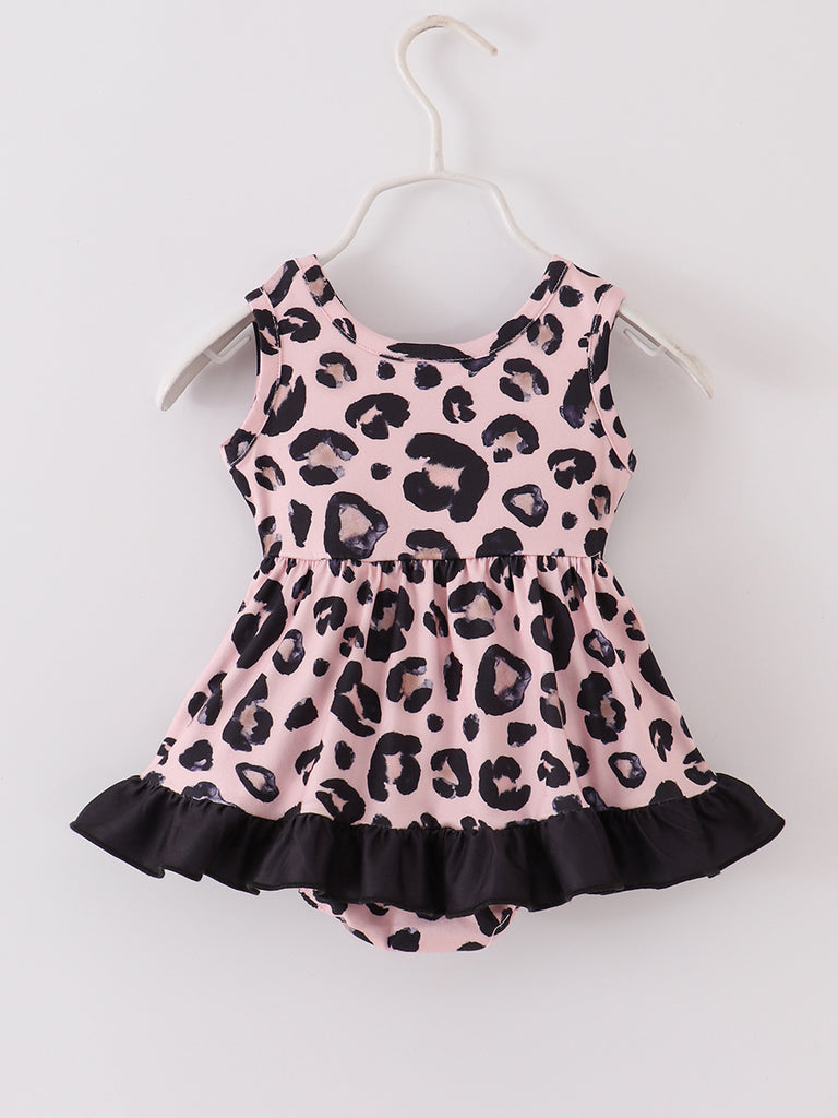 Online Children's Boutique Clothing Store Hayward, Alameda, Ca - Black Leopard Ruffle Baby Romper