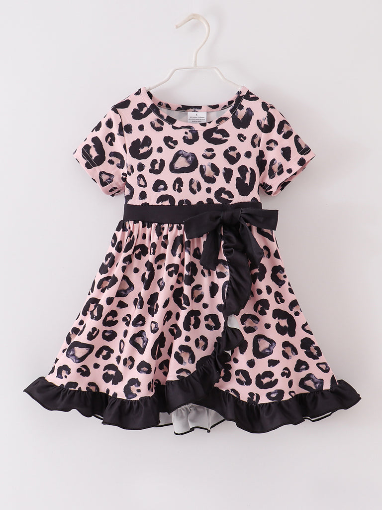 Online Children's Boutique Clothing Store Hayward, Alameda, Ca - Pink Black Leopard Ruffle Girl Dress